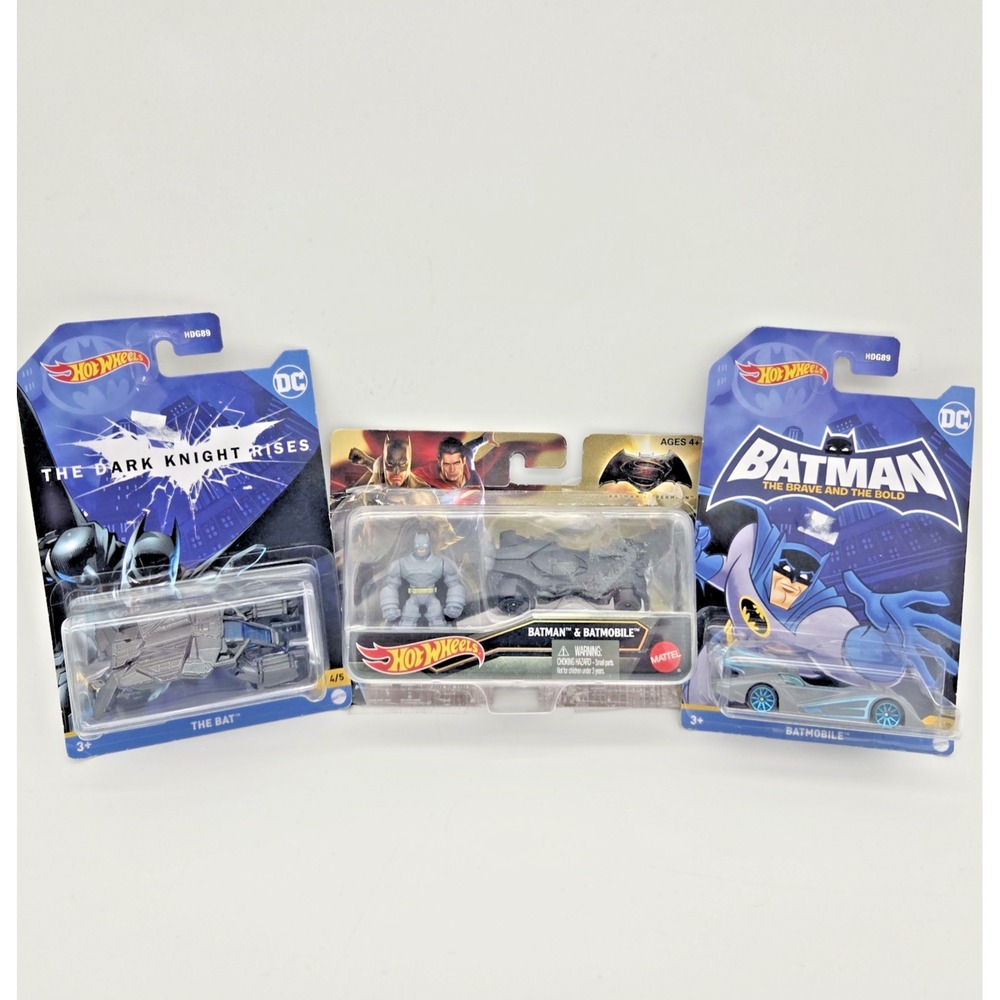 Batman Hot Wheels Batmobile Lot Of 3 Brave & The Bold The Dark Knight Rises NIB